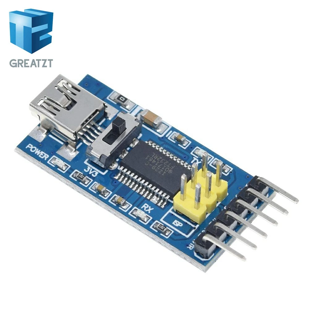 Фото Базовый модуль-адаптер FTDI FT232RL USB-TTL для Arduino, преобразователь последовательного интерфейса, 3.3В/5В, с переключателем FT232 №1