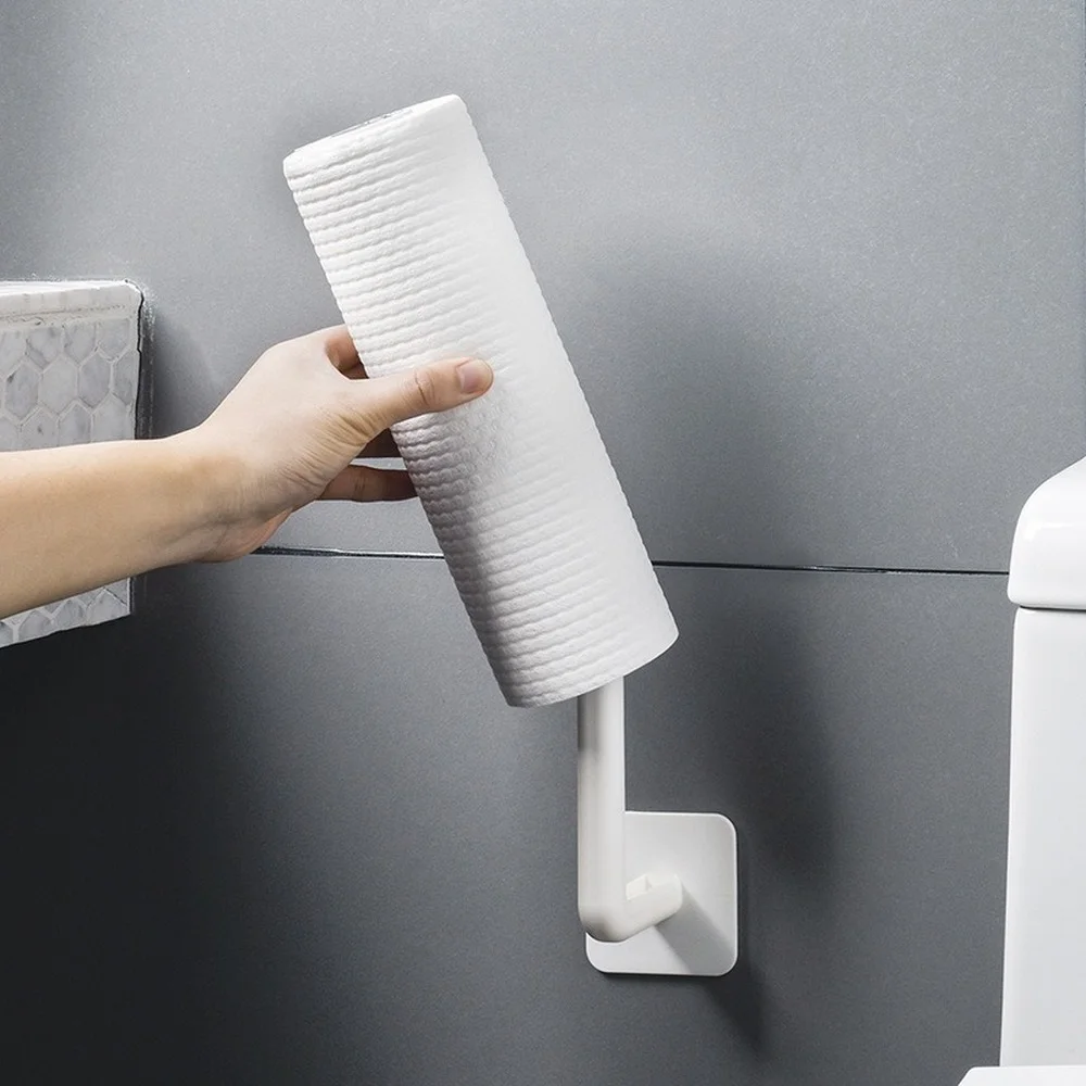 

2pcs Toilet Paper Holder Wall-Mounted Tissue Stand Rack Multifunctional Punch-free Storage Rack Kitchen Bathroom Shelf Organizer