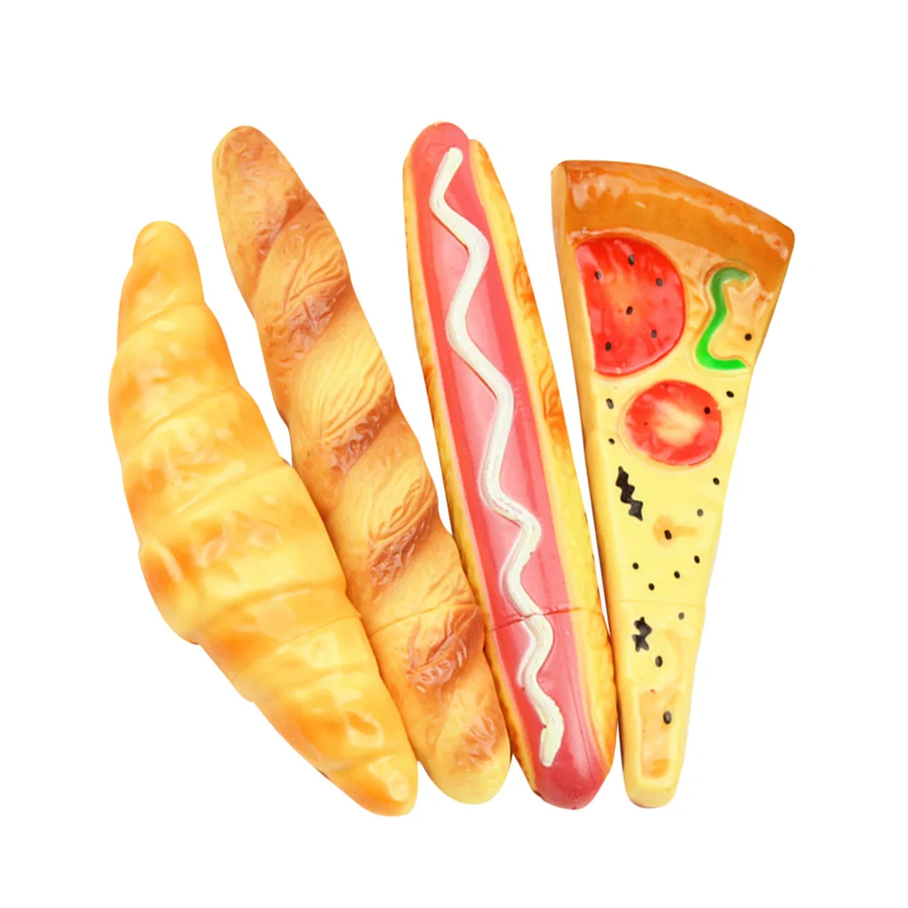 

4 Ballpoint Pens Creative Simulation Pizza Hot Bread Croissant Fridge MagnetsBall Pen for School Office