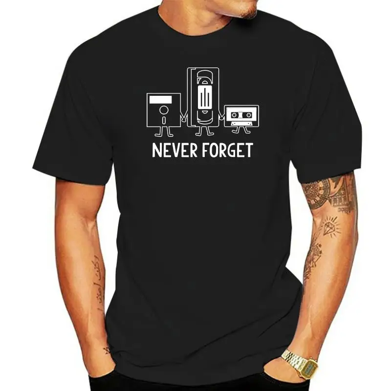 

New Way 467 - Unisex T-Shirt Floppy Disk VHS Tape Cassette Player Never Forget