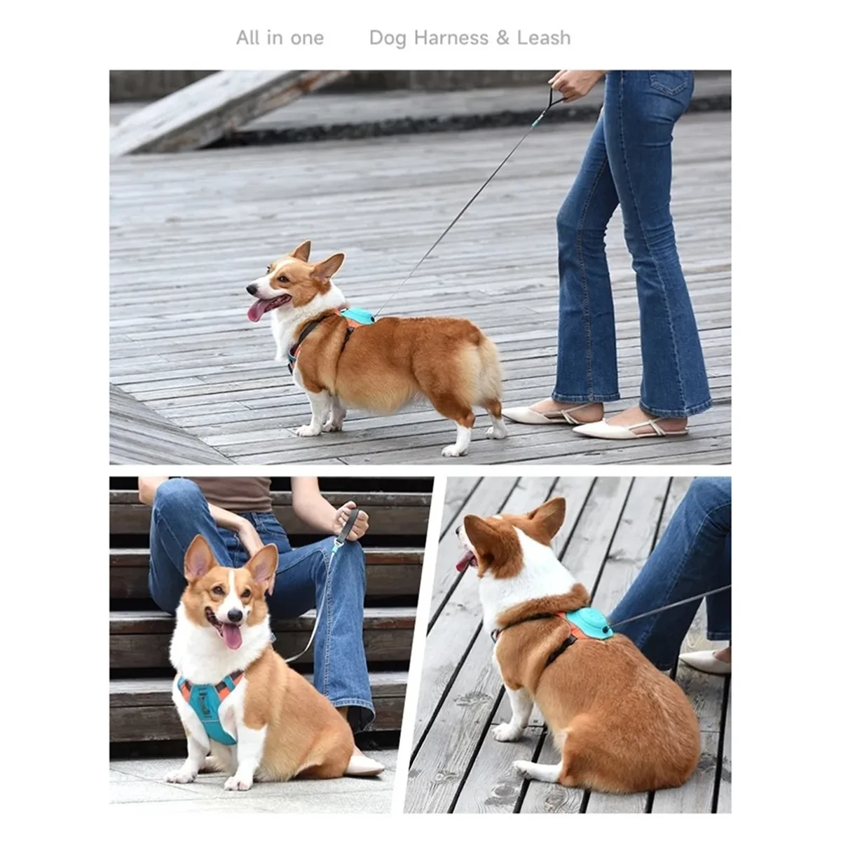 Шлейка для собак 2-в-1 без выдвижного поводка автоматическая функция защиты от