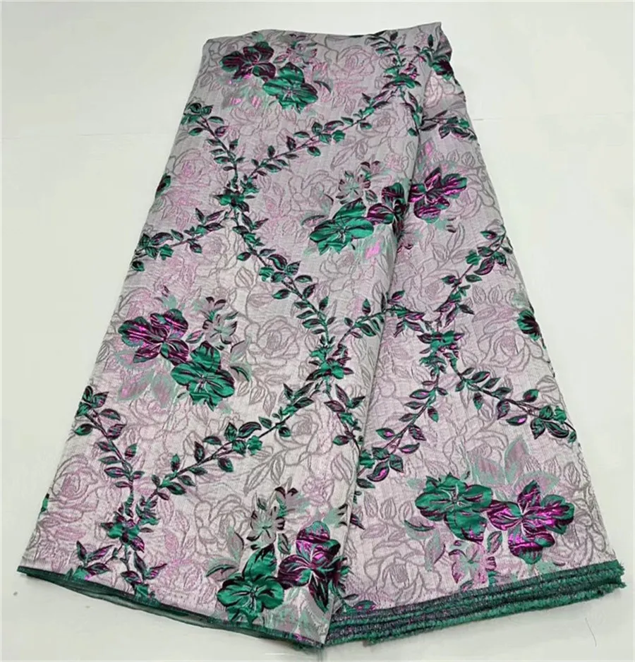 

African Women Brocade Jacquard Fabric Floral Damask Nigerian Gilding Lace Material Brocard Tissu Africain 5 Yard For Dress DJB28