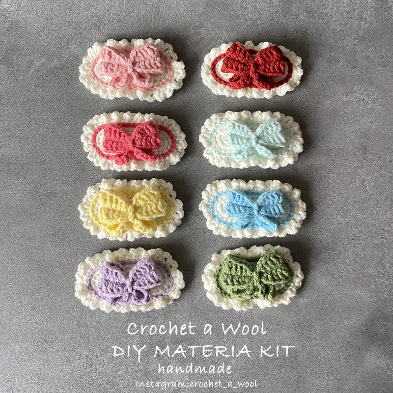 

8Pcs/Set DIY Crocheted Butterfly Hair Clips Material Kit Handmade Barrettes Headwear Headdress Gift For Girl With Tutorial Vedio