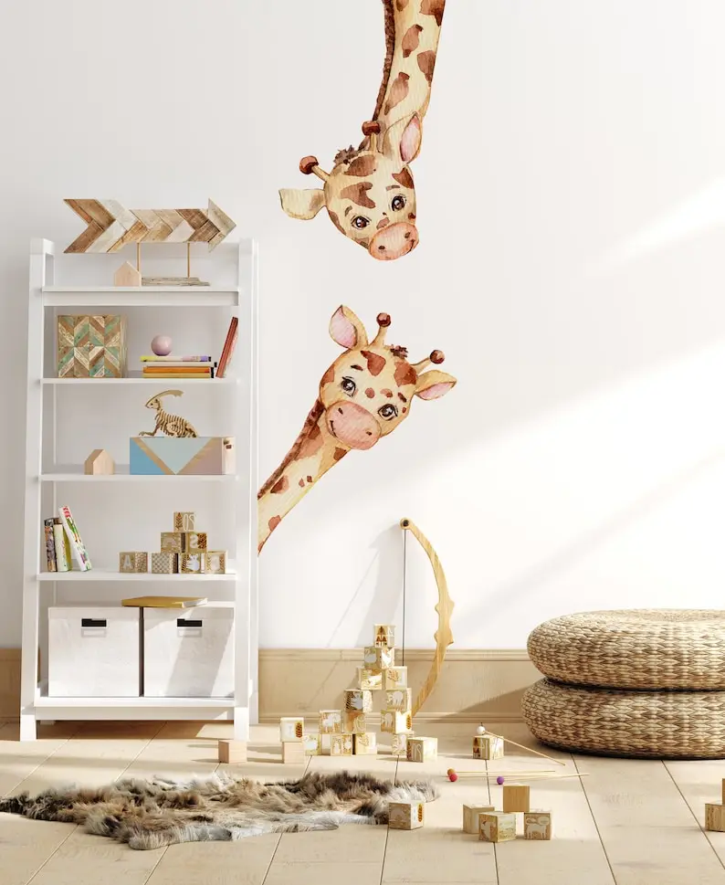 

Kids Wall Decal Peel and Stick | Cute Giraffe Baby Wall Sticker | Nursery Wall Decals