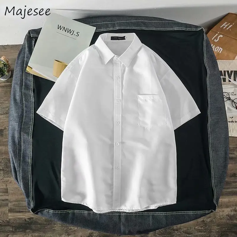 

Белая рубашка, Мужская одежда, летняя Минималистичная подходящая ко всему японская мягкая фотокамера для колледжа, красивая Повседневная Kpop SY062