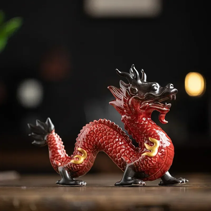 Керамический орнамент Lucky Red Dragon для офиса гостиной чайной комнаты спальни