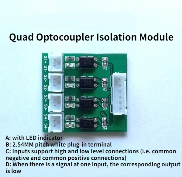 

Four-way Optocoupler Isolation Module High and Low Level Conversion Single-chip Input IO Isolation Single-chip