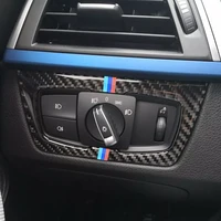carbon fiber auto headlight switch button decorative frame cover stickers interior for bmw 3 series f30 f34 2013 17 accessories