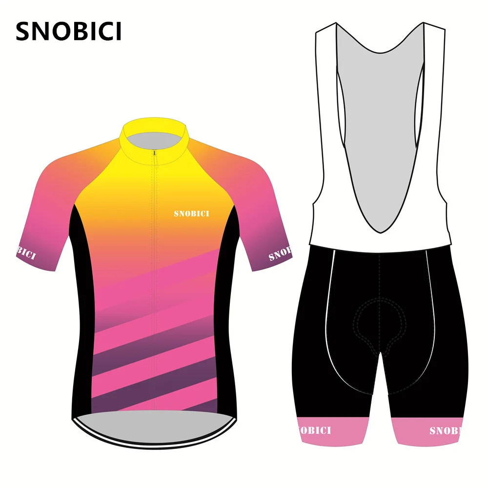 

SNOBICI Cycling Men's Short Sleeve Quick Dry Jersey Sets Bib Shorts For Long Time Riding Maillot Bicicleta Hombre Bicycle Suit