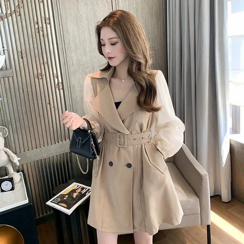 Тренч Женская весенняя одежда популярная модная универсальная уличная в