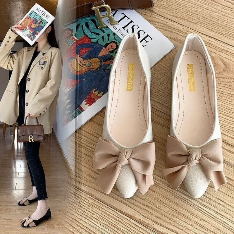 Women's Flat Heels Casual Leather Shoes 2023 New Office Worker Designer Solid Color Daily Versatile Comfortable Fashion Shoes