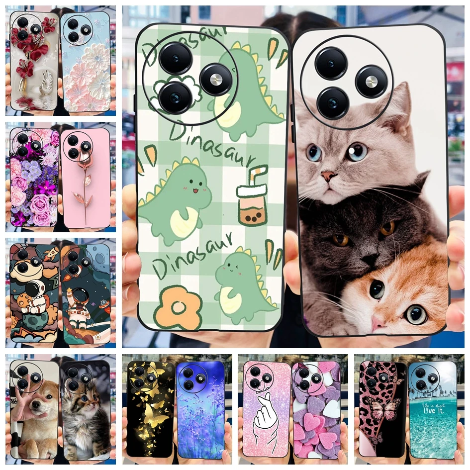 For Cover Itel S24 Phone Case Cute Cat Dinosaur Cartoon Soft Black Silicone Protective 2024 S667LN S 24 Cases