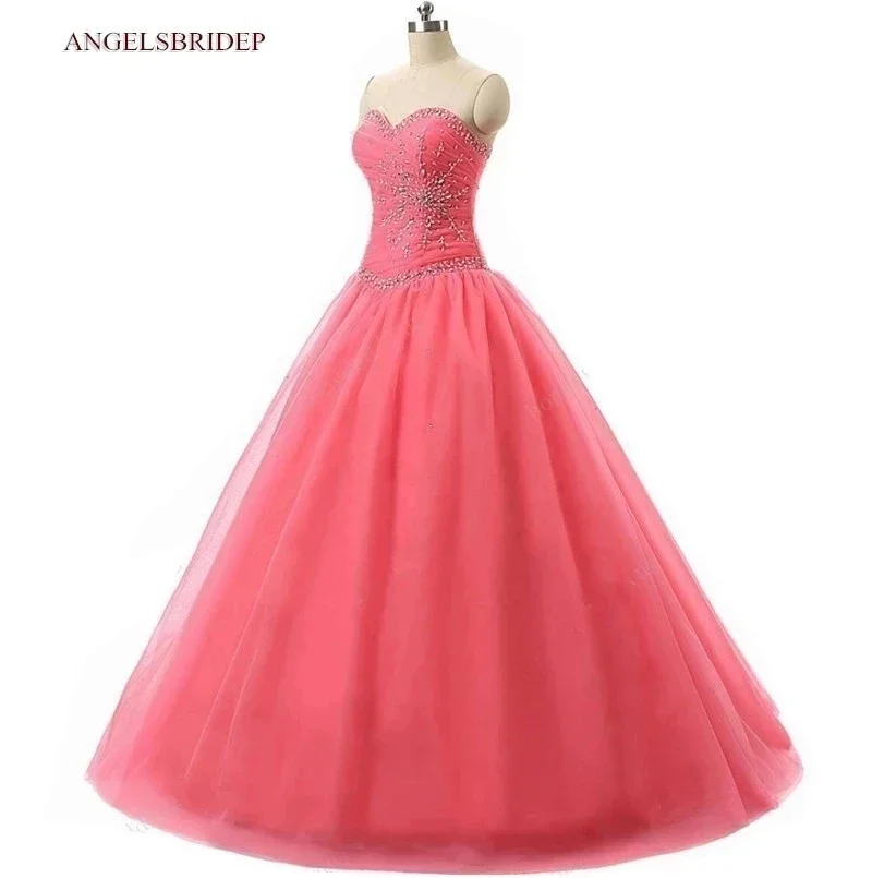 

Cheap Stock Sweetheart Ball Gown Quinceanera Dresses Vestidos De 15 Anos Sparkly Crystal Sweet 16 Princess Birthday Prom Party