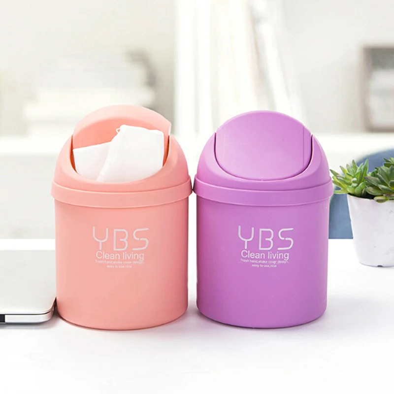 

1PC Cute Mini Desktop Cleaning Barrel Creative Small Desk Organizer Storage Dustbins Desktop Storage Box Waste Container Dustbin