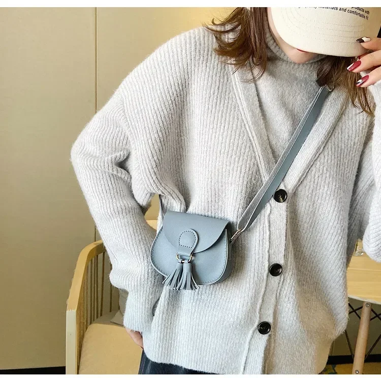 

Bags Children Leather Shoulder Girls Cute Crossbody Free Bags Shipping Korean Women Bags PU Bags Kids Color Tassel With