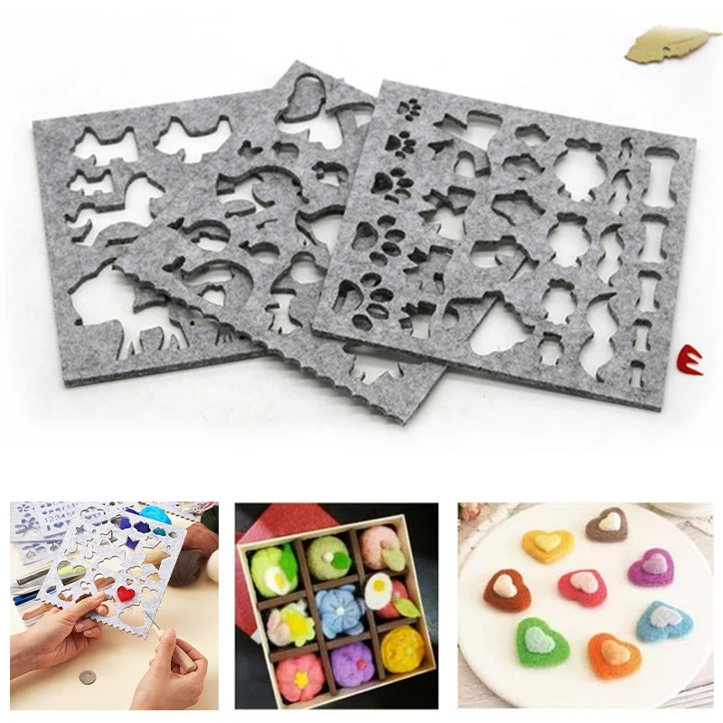 

5pcs Creative Wool Felt Mold Needle Felting DIY Craft Stencil Applique Handicraft Stitch Felt Kit Pattern Mould Tool