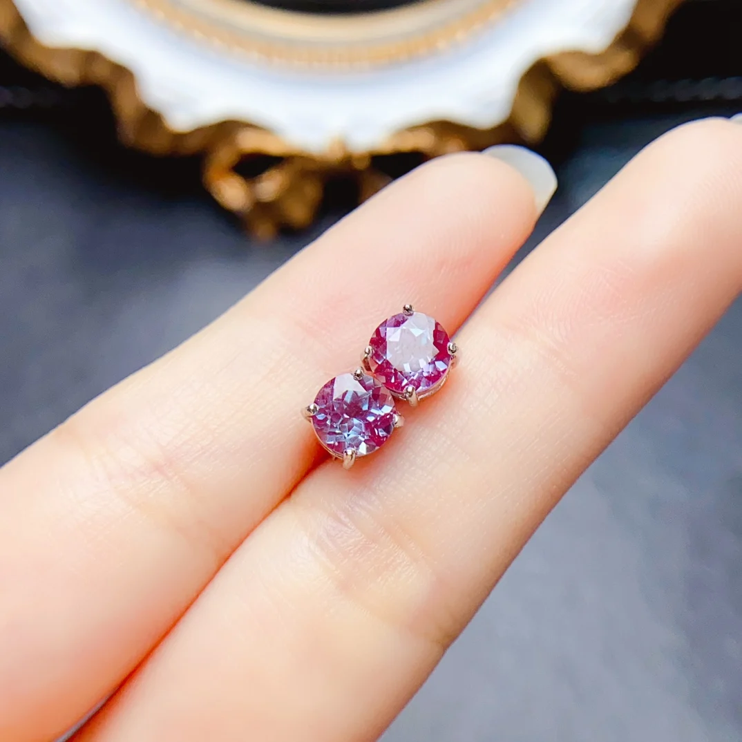 Женские александритовые серьги FS простые из стерлингового серебра 925 пробы 6 мм