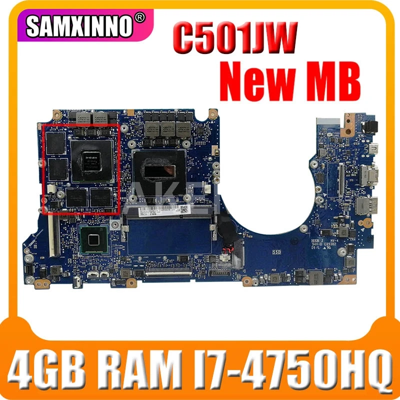 

SAMXINNO G501JW Motherboard for ASUS N501JW UX501JW UX501J UX501J N501J G501J N501JW Laptop MainBoard 4GB RAM I7-4750HQ GTX960M