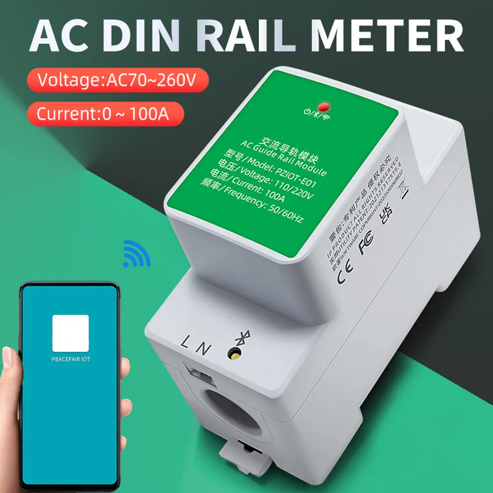 

Tuya Smart WiFi Remote Control Single Phase AC Din Rail Module Wattmeter Ammeter Voltmeter Current Volt Power Meter AC70-260V