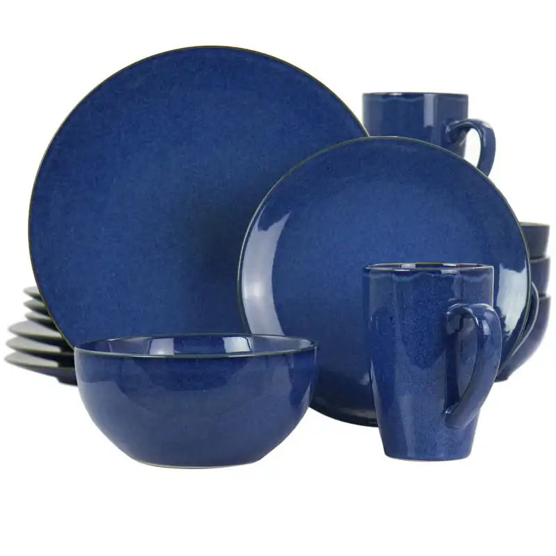 

Lisbon 16 Piece Round Stoneware Dinnerware Set in Cobalt