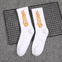 korean version of fashion harajuku street hip hop cotton tide socks unisex funny mens socks happy skateboard flame stockings