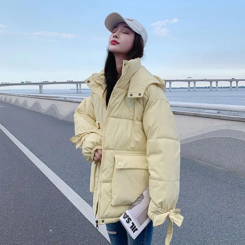 Women Parka Turtleneck Winter Long Sleeve Hooded Down Cotton Cotton Jacket Warm Puff Coat Quilted Korean Fashion Coats