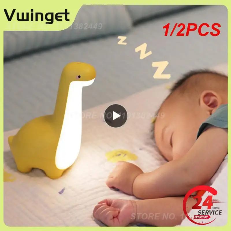 

Сенсорный выключатель, Симпатичный динозавр, светодиодный светильник для детской комнаты, подарок для детей, настольная лампа для спальни, зарядка через USB, для малышей, 1/2 шт.