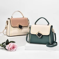 color matching bag cover type portable womens bag fashion pu leather one shoulder messenger bag luxury crossbody bag