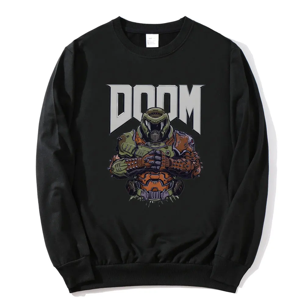 

Топы Doom, корейский хлопковый свитшот, стильная уличная одежда с принтом, вечный череп, с длинным рукавом, новая спортивная одежда для игр, спортивный костюм