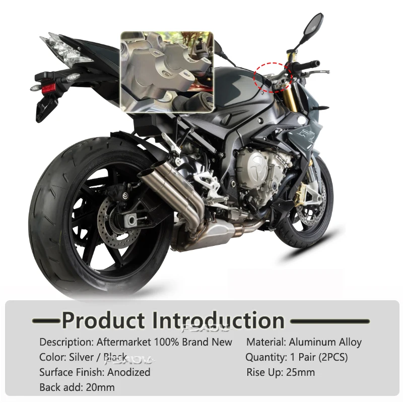 Фото Подходит для BMW S1000R M1000R S 1000 R M 1000 R 2014-2023 2022 2021 2020 2019, удлиняющий зажим для руля мотоцикла, крепление №5