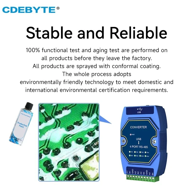 Оптически изолированный преобразователь USB в RS485RS232TTL CDEBYTE серии E810-U с интерфейсом CH340 Type-C, поддержка 3.35В, промышленный класс (art.: 3920d82cd46e9) - 3920d82cd46e9