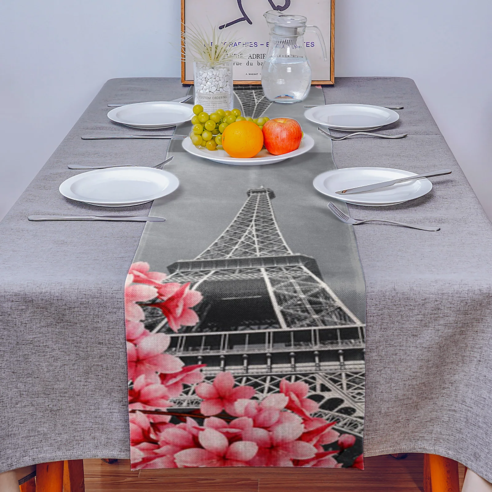 Розовая вишневая Цветочная настольная дорожка украшение для дома обеденного