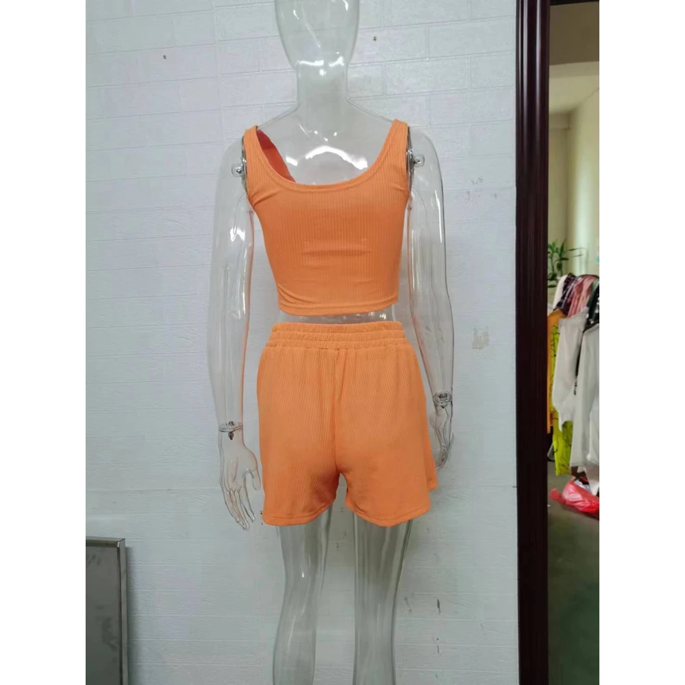 Womens Summer Geometri Print Fashion Cisscross Halter Sleeveless Cami Top & Shorts Set Casual 2 Piece Set Outfits Women Clothing