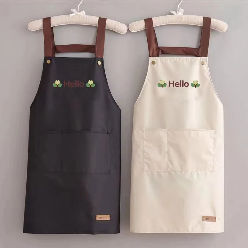 

Apron Home Kitchen Waterproof and Oilproof Workwear Summer Thin Dining Aprons Cooking Apron Apron Dress Black Apron