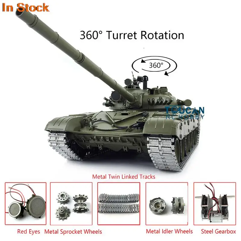 

Радиоуправляемый Танк Heng Long 1/16 TK7.0, Модернизированный российский Танк T72 RTR 3939 360 °, металлические гусеницы Red Eyes, ВВ-гранулы, дымовая установк...