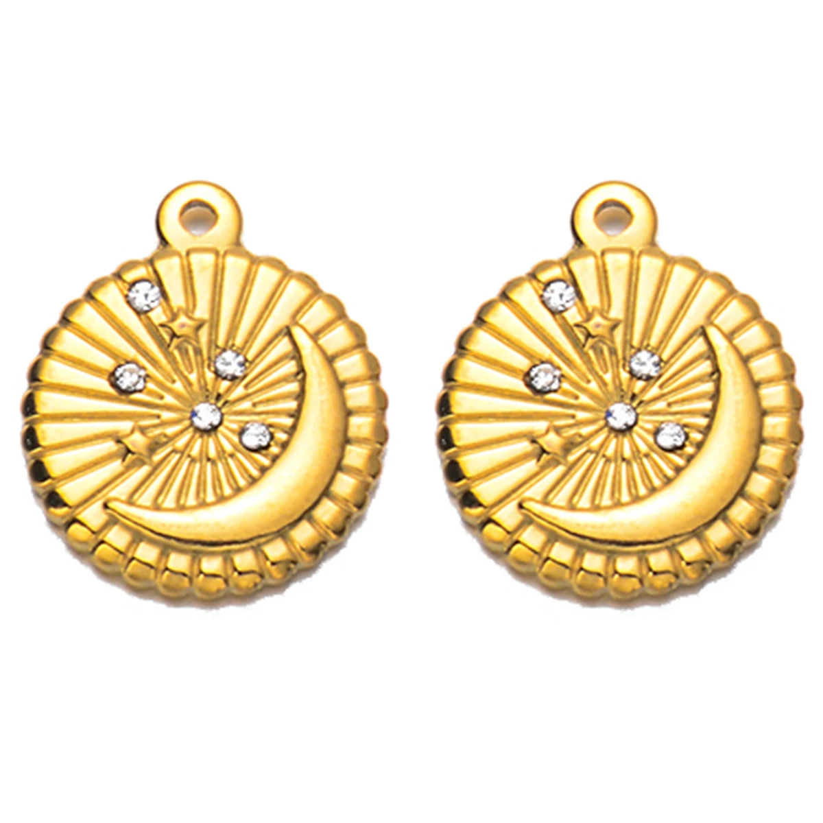 6pcs/lot Stainless Steel Gold Round Square Heart Rhinestones Pendant Charms for Necklace Findings DIY Jewelry Making Accessories