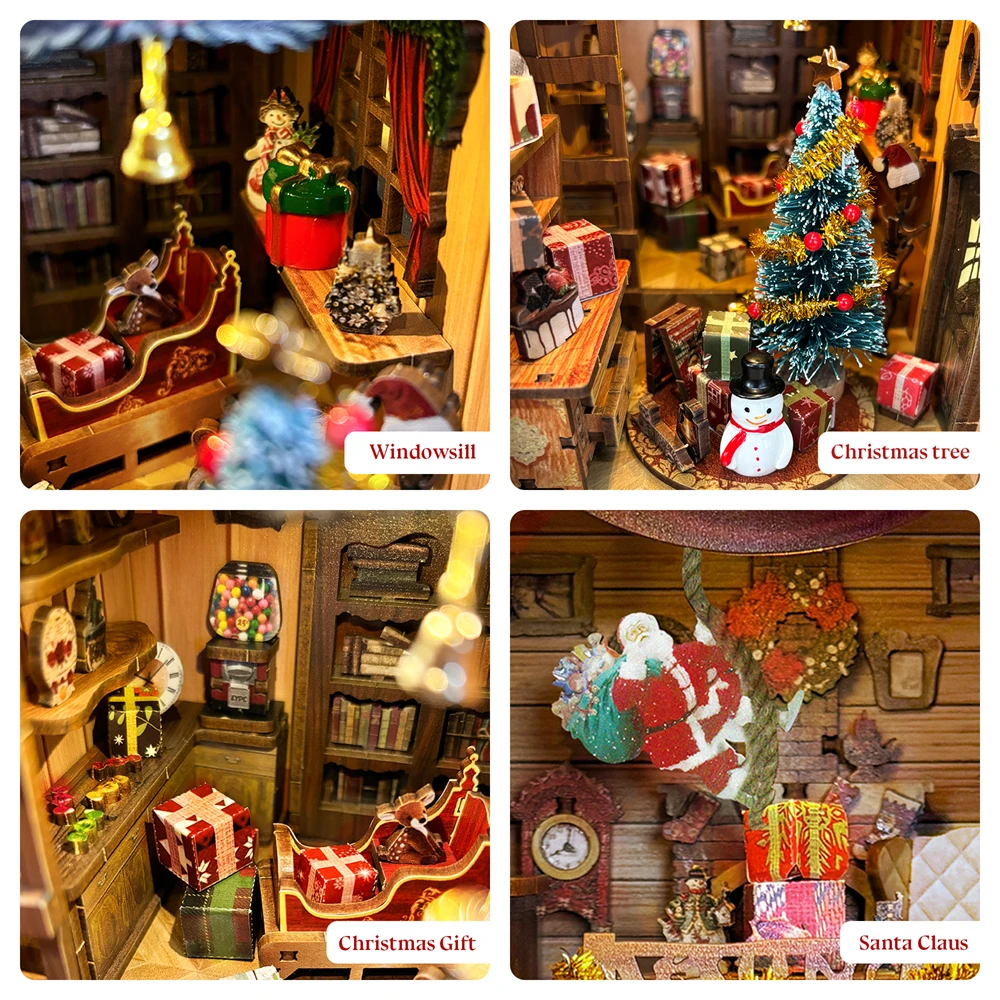 Деревянная полка-книжка с надписью &quotMerry Christmas" "сделай сам" набор вставок