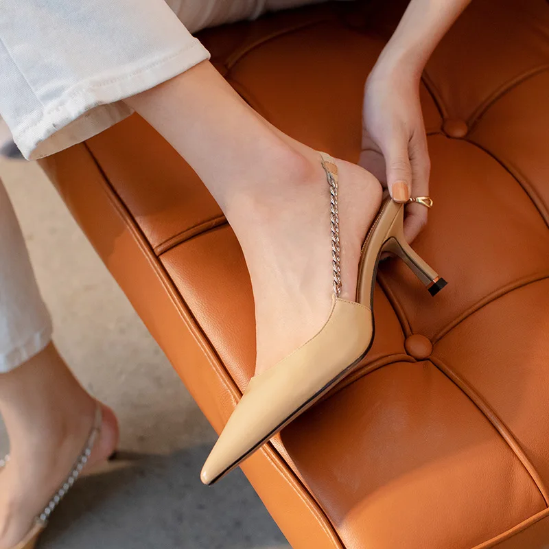 

Туфли женские из лакированной кожи, на высоком каблуке, с острым носком