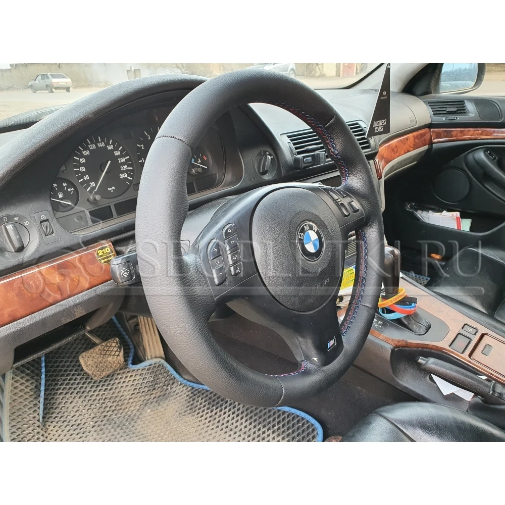 Оплетка на руль &quotBMW-525" (БМВ-525) для кожаного руля с подкладкой - черная