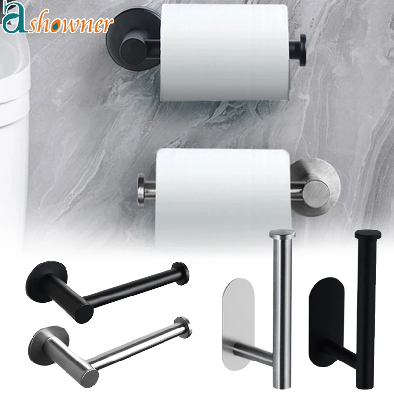 

Toilet Paper Holder Wall Mounted Towel Holder for Kitchen Stainless Steel Cabinet Paper Roll Storage Hanger Bathroom Accessories