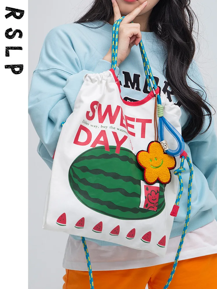 

2022 New Japanese Style Eco-friendly Shopping Bag Cute Women's One-Shoulder Portable Crossbody Canvas Bag