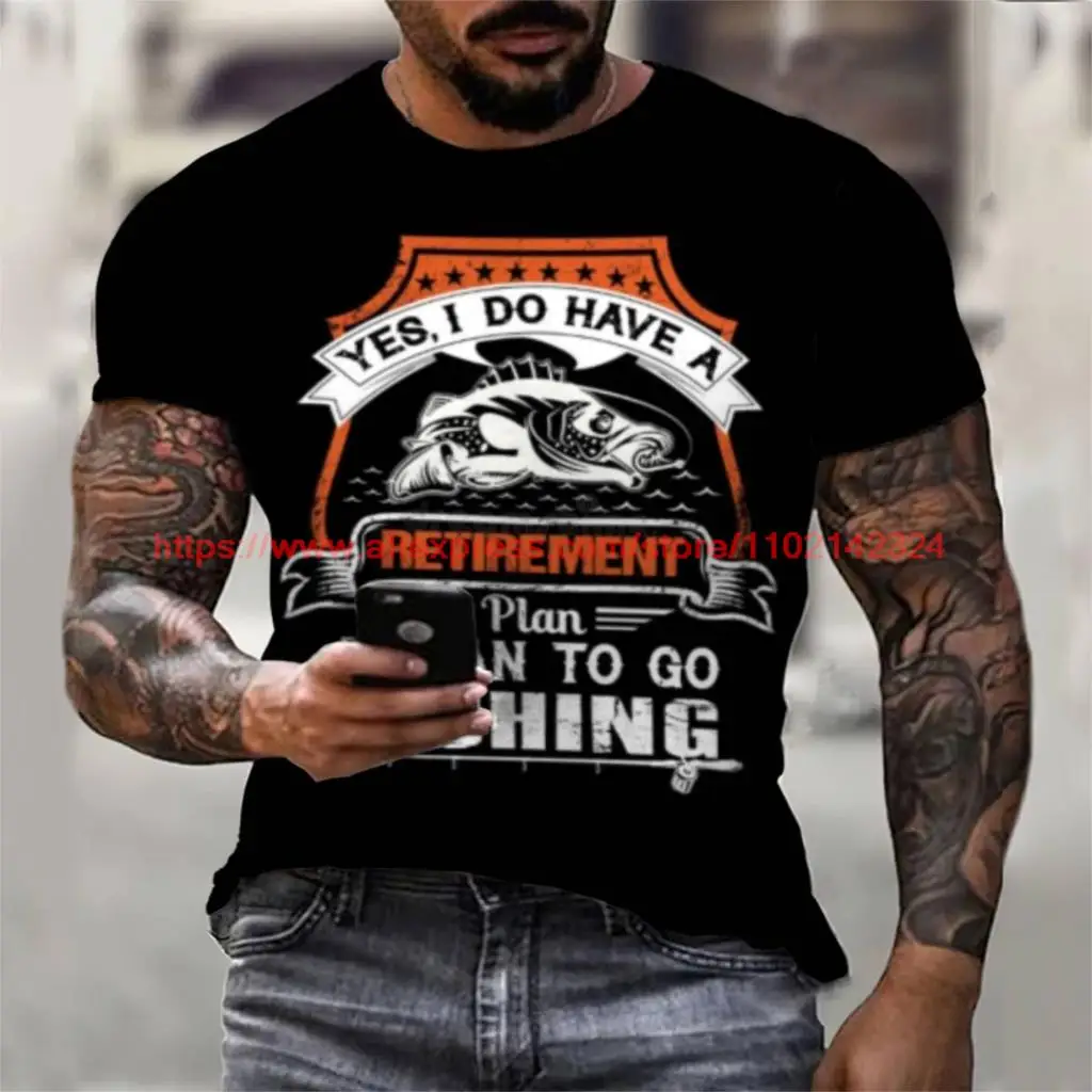 

New Summer Outdoor Wild Fishing Men's T-shirt Short-sleeved Printing Fashion Casual Street Harajuku T TOP O Collar Oversized
