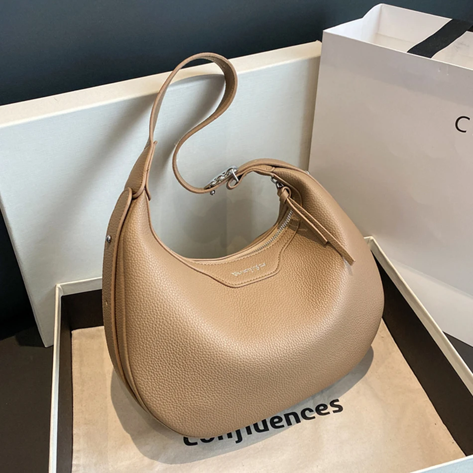 

Luxury Soft PU Leather Half Moon Bags Fashion Women's Shoulder Crossbody Bag 2023 Trend Female Handbags Travel Underarm Totes