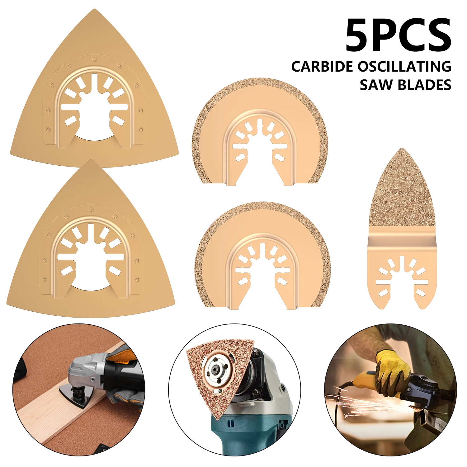 5PCS Carbide Oscillating Saw Blades Tile Prorous Tool Blades Concrete Cement Ceramics Cutter for Universal Multi-tool Fein