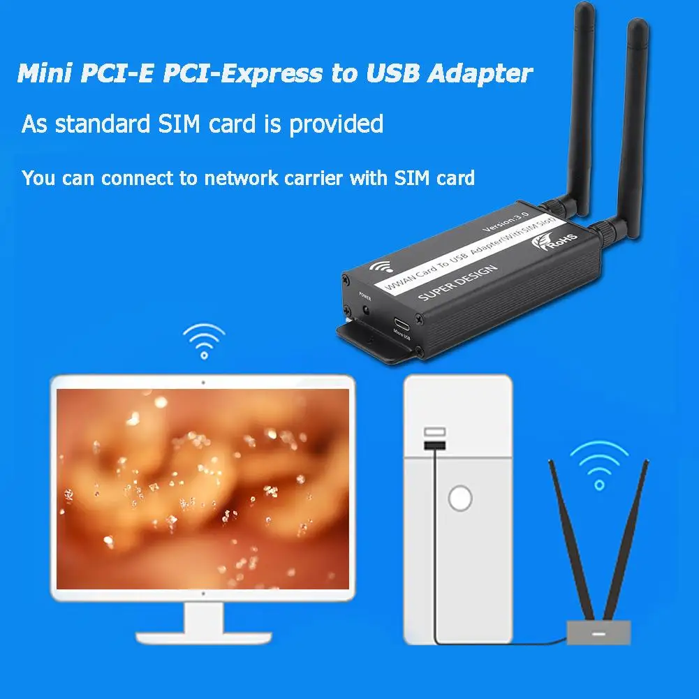 

Адаптер PCI-E PCI-Express-USB со слотом для SIM-карты для модуля WWAN/LTE