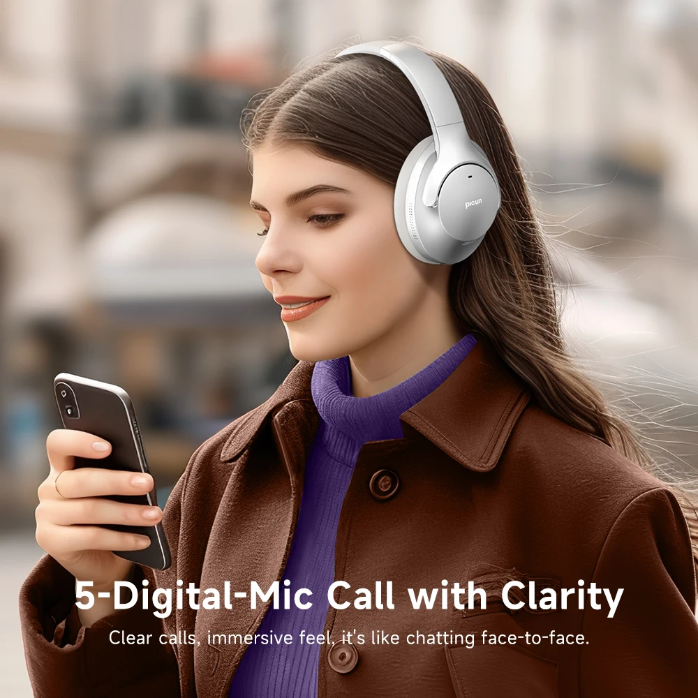 Наушники Picun ANC 05MAX Bluetooth с активным шумоподавлением (ANC), беспроводные, Hi-Res, с микрофоном ENC HD, низкой задержкой, легкие, HIFI (art.: 3920d2fdadcf3) - 3920d2fdadcf3
