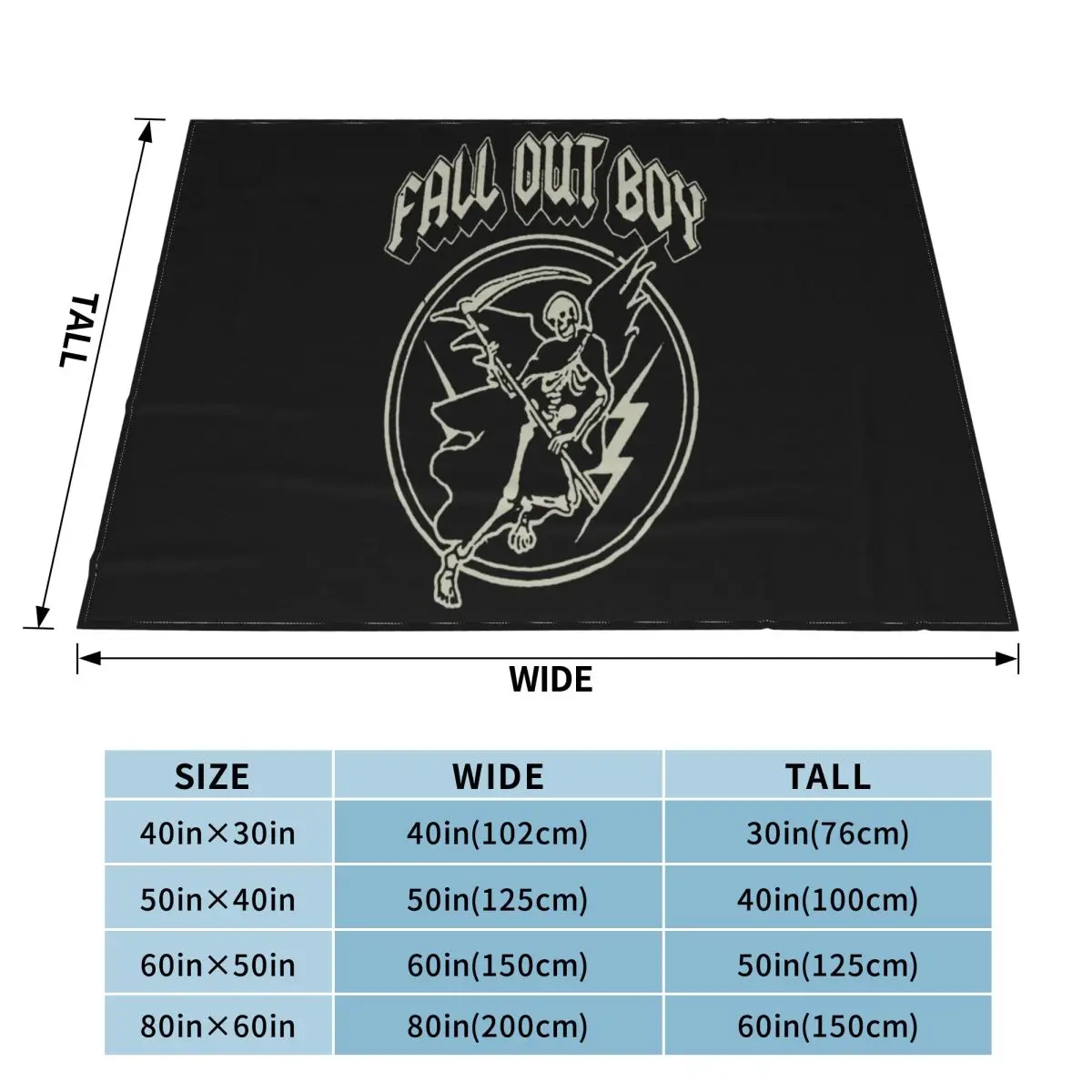 Одеяло с музыкальной группой Fall Out Boy Flying Reaper Pop Punk Rock Emo 1014