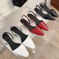 2022 new style square headed kitten with leather back empty baotou shallow mouth french baotou sandals for women in summer