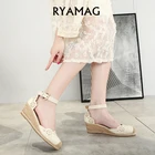 Женские эспадрильи на платформе RYAMAG, роскошные сандалии на танкетке для женщин на среднем каблуке, бриллианты с пряжкой, 2022