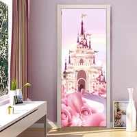 pink castle 3d photo wallpaper for kids room girls princess bedroom door sticker pvc self adhesive waterproof wall mural